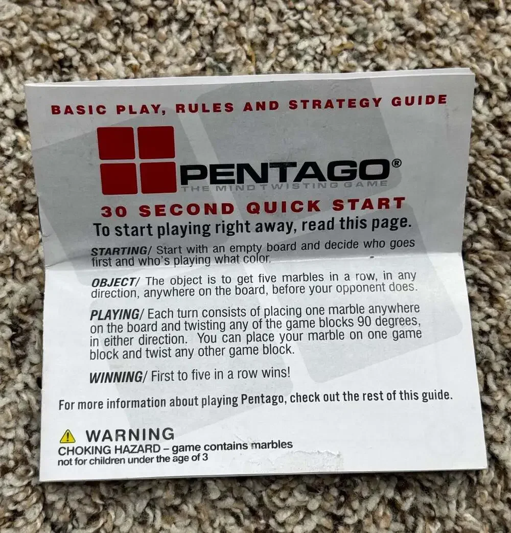 Pentago The Mind Twisting Game Strategy Board Game complete